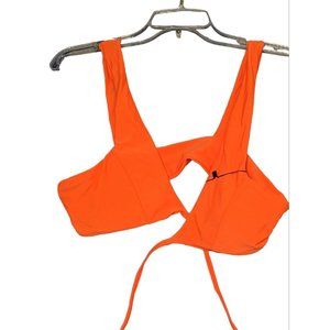 NWT Sherry DC Women's Neon Orange Bikini Crossover Tie Front Top Size L